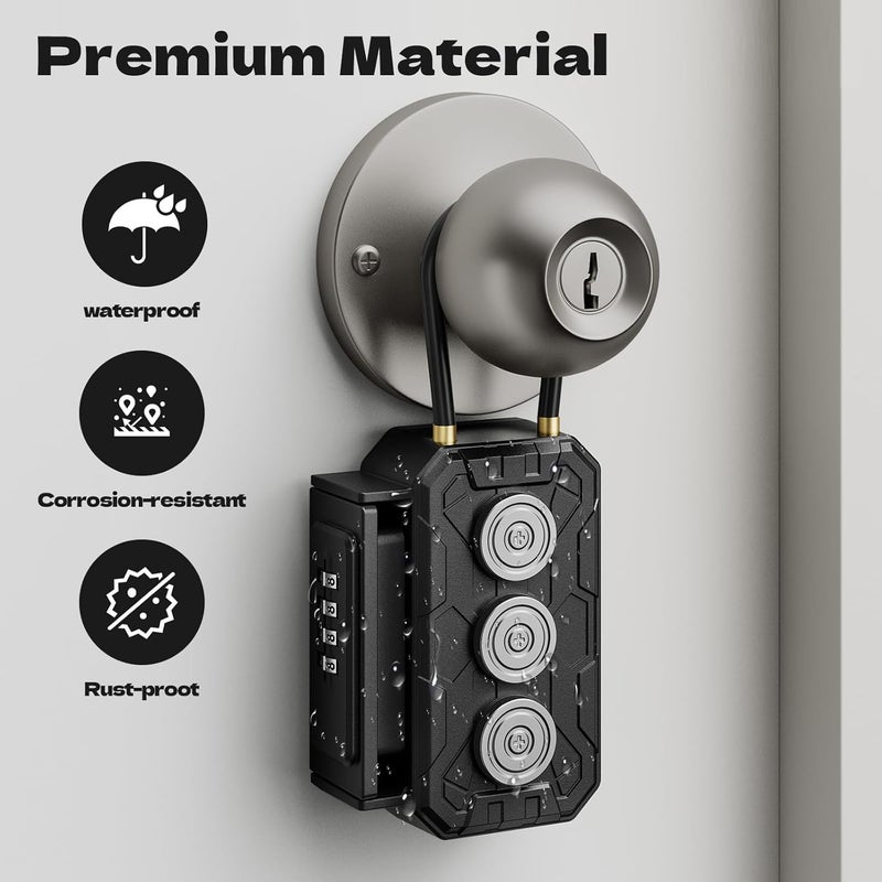 MILADA Magnetic Key Lock Box with Removable Cable Shackle Indoor Outdoor Waterproof 4 Digit Combo Resettable Code,Key Lockbox for Outside Spare Keys for Realtors Key Cabinets,Hide a Key Holder Under car - Image 2
